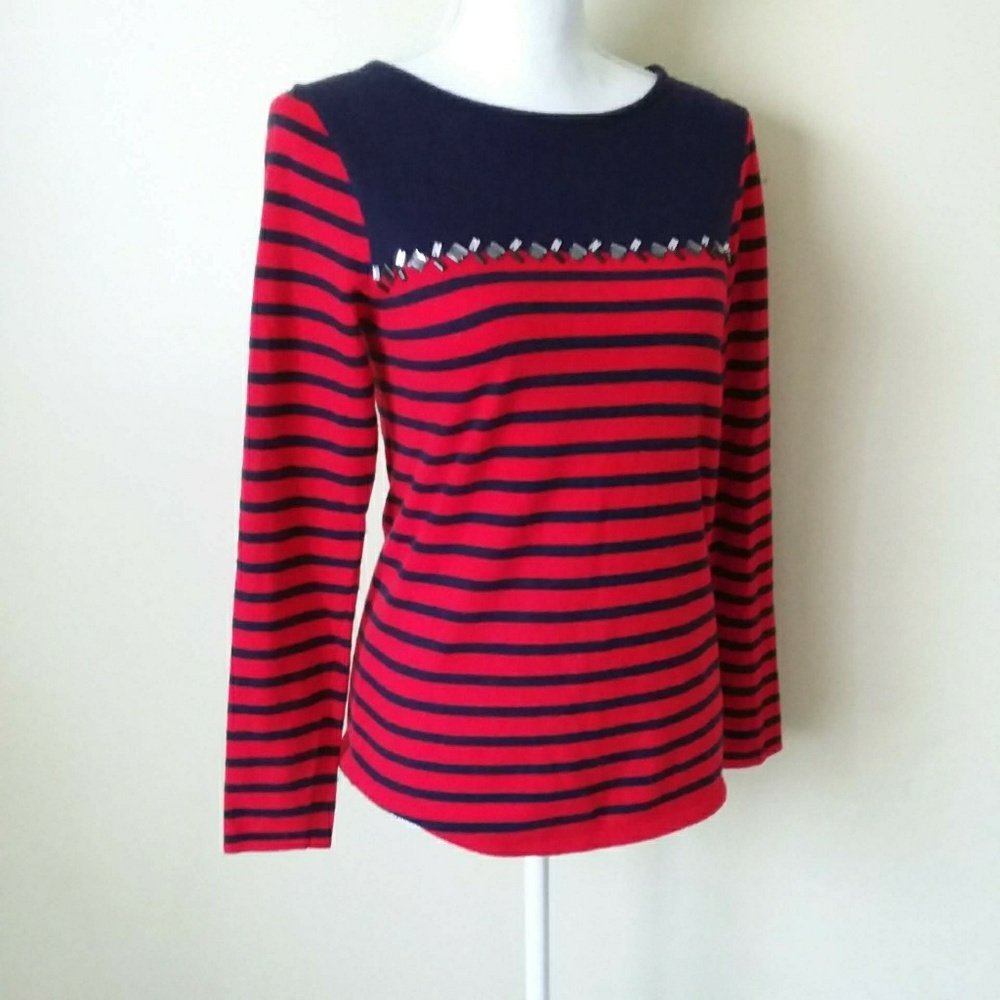 J. Crew stripe sweater jewel top